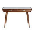 **Technische Titel in het Nederlands: Modern Houten Bureau met Glazen Bovenblad en Lades**