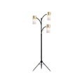 **Moderne Vloerlamp met Drie Gelaagde Glazen Kappen en Gouden Accenten**