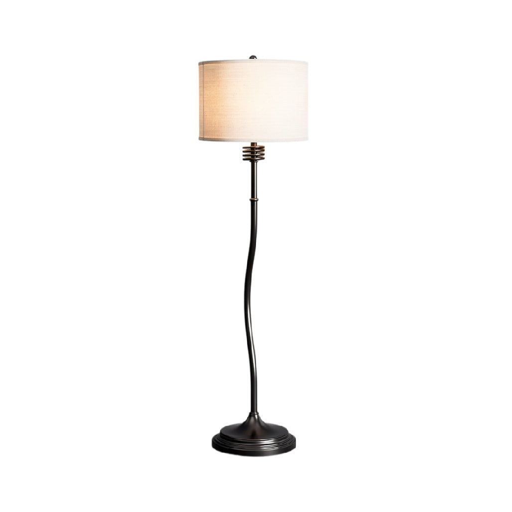 **Staande Lamp met Een Elegante Katoenen Lampenkap**