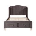 **Technische Titel in het Nederlands:** Moderne bed met gestoffeerde hoofdeinde en opbergladen