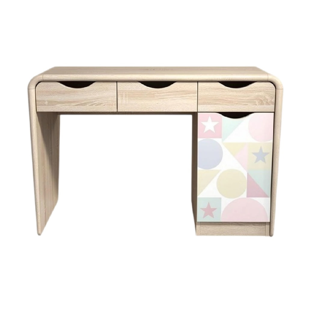 **Moderne Bureau met Gekleurd Paneel en Laden**